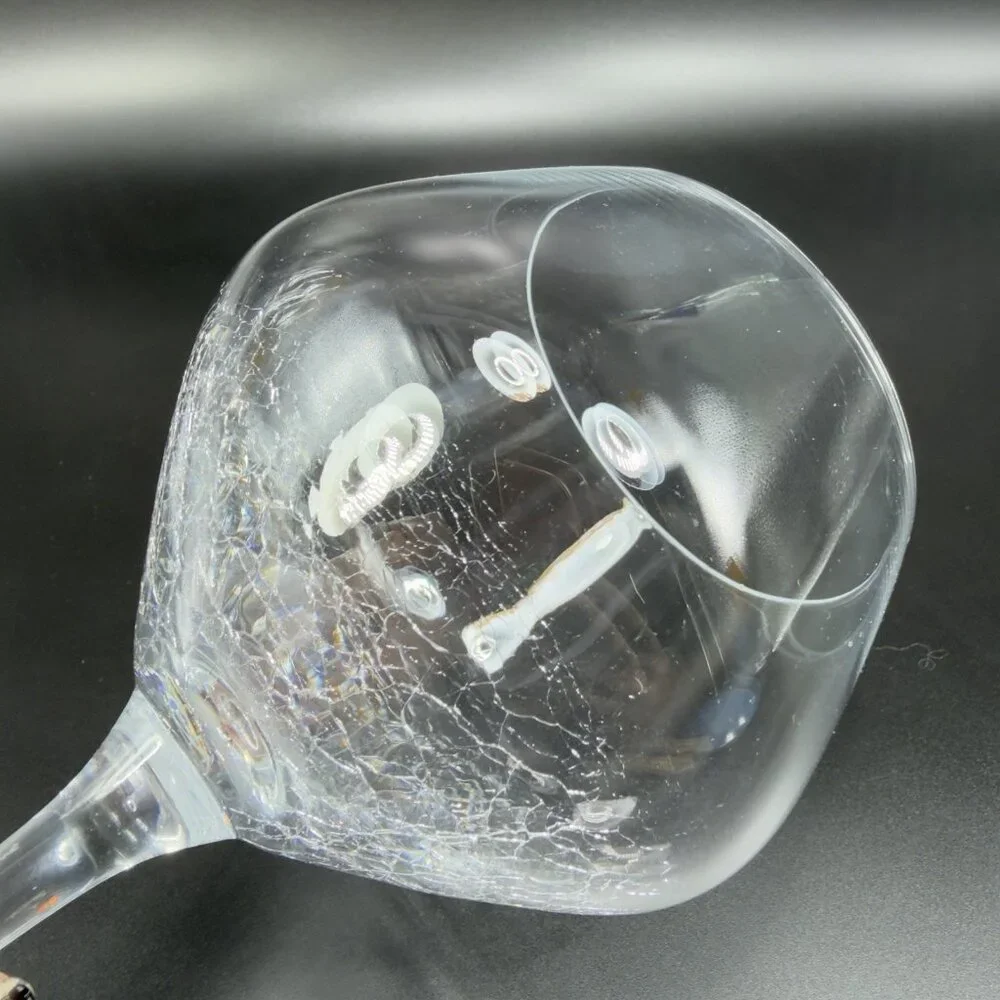 Pier 1 Reflections Balloon Clear Crackled‎ Glass Single Cup Stem Barware Glass